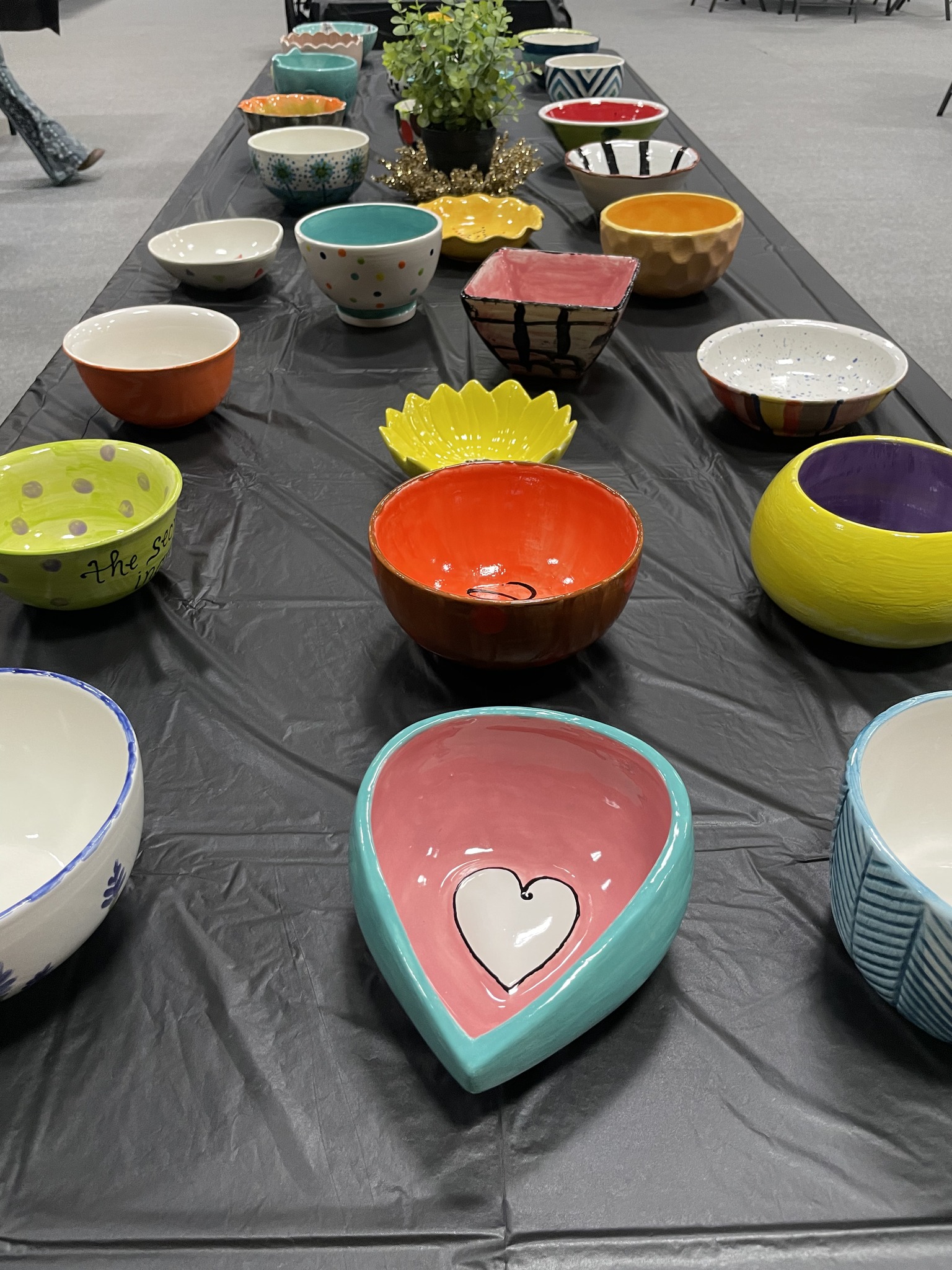 Table of painted bowls