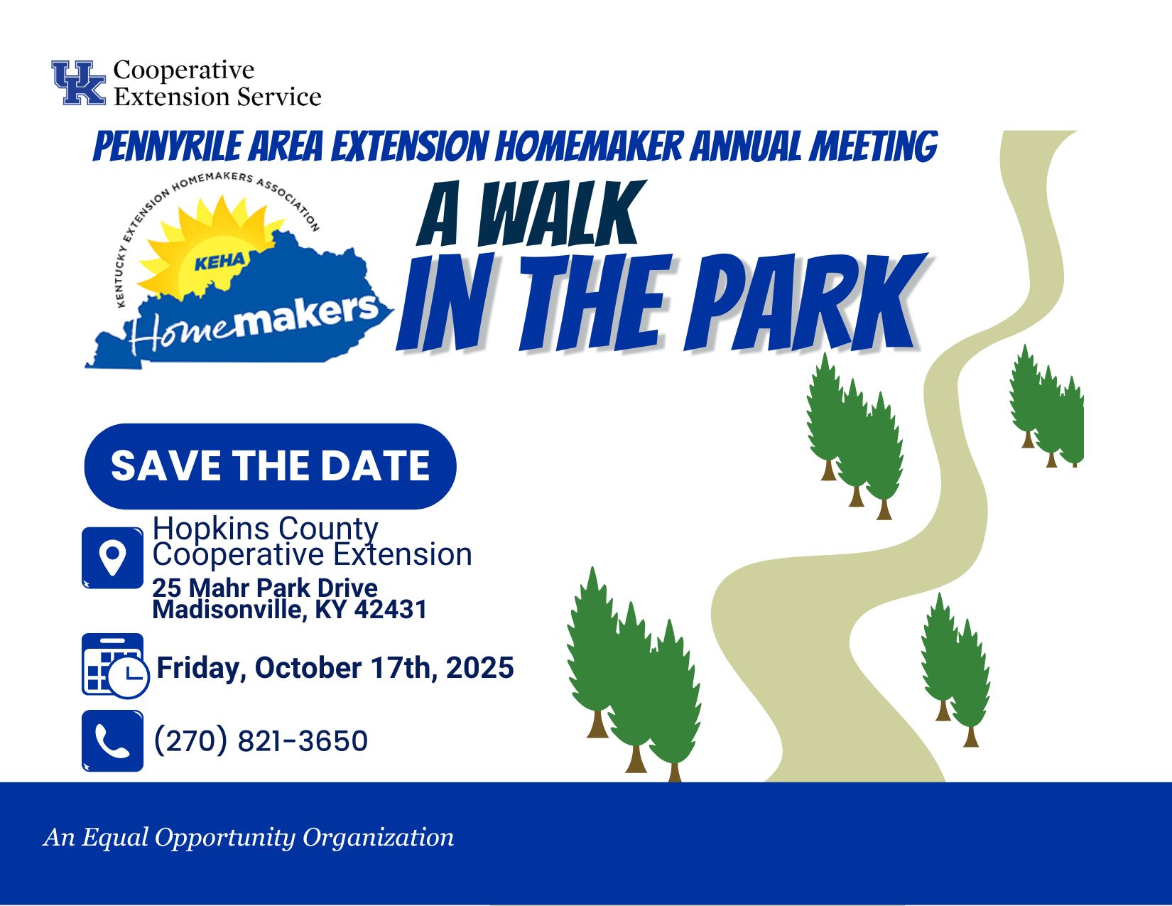Pennyrile Area Extension Homemaker Annual Meeting "A Walk in the Park" Save the Date image